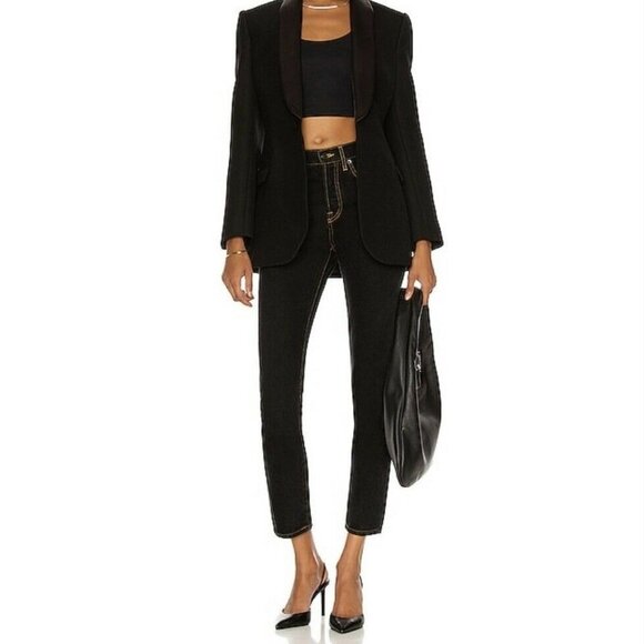 Wardrobe.NYC Womens Slim Skinny Jeans Black Wash Pockets Button Fly Denim 26 New - Picture 3 of 12